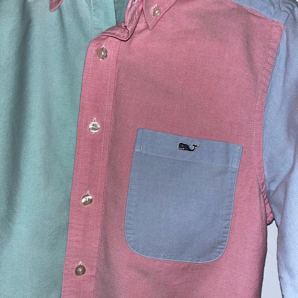 Vineyard Vines Slim Fit Tucker Shirt Green Blue Pink Oxford Button Down Size XS - Picture 2 of 14